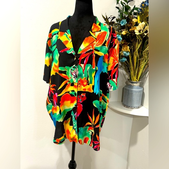On The Verge Vintage Vibrant Artistic Style Women's button Down Top size XL - Picture 1 of 11
